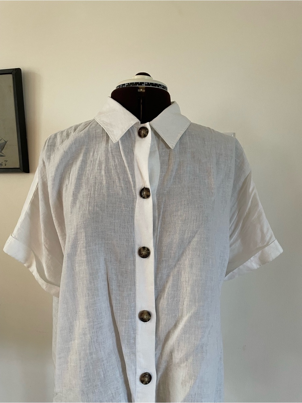 Linen Blend short sleeve button up shirt